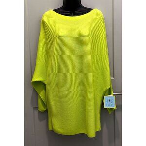 CeCe Women’s Batwing Sleeve Tunic Top Cotton Knit Neon Yellow Sz S Fits M/L NWT